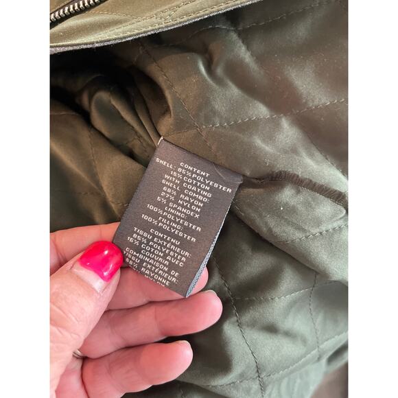 Vince Camuto size small olive green jacket coat removable hood - Picture 4 of 4